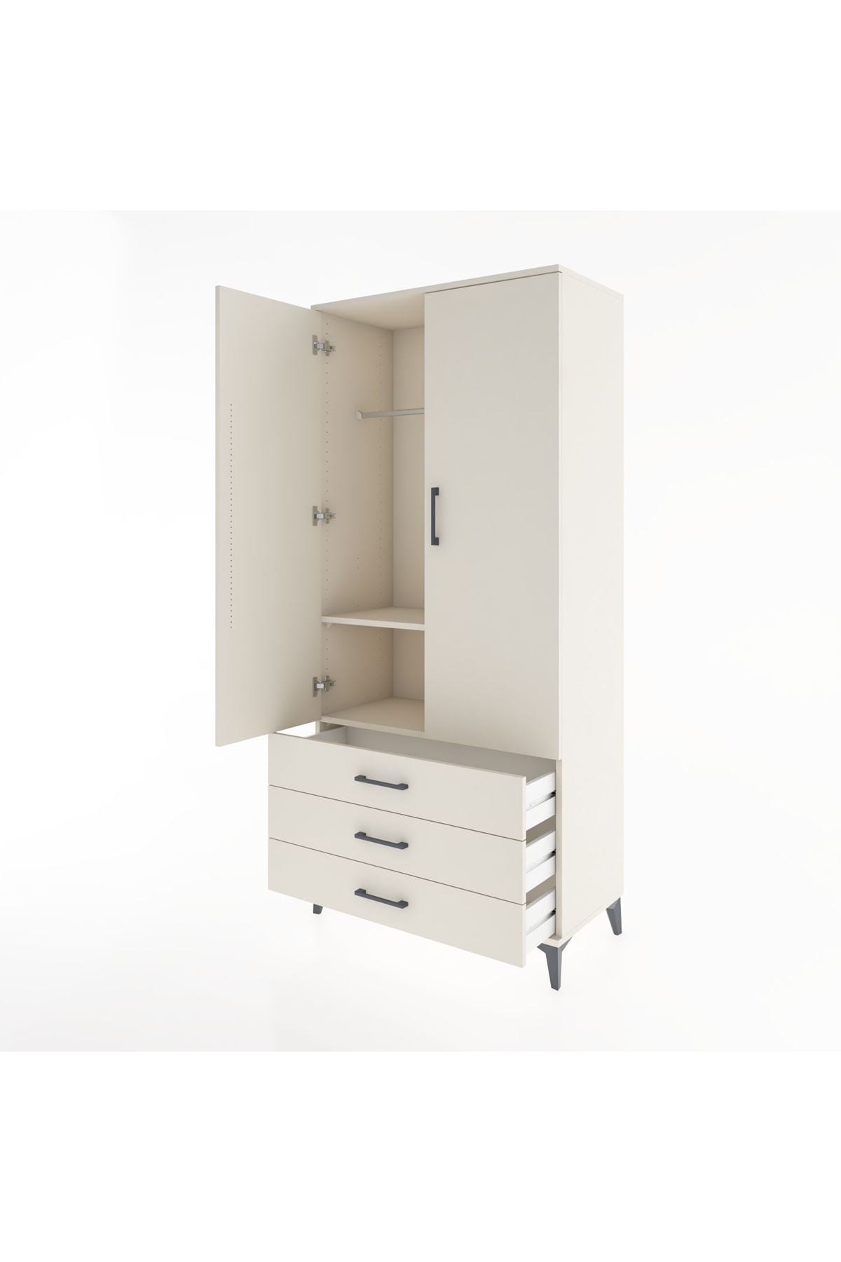 Hyperion Dolap 2 Raflı 3 Çekmeceli Tek Askılı 88x44x195 Aytaşı-Aytaşı