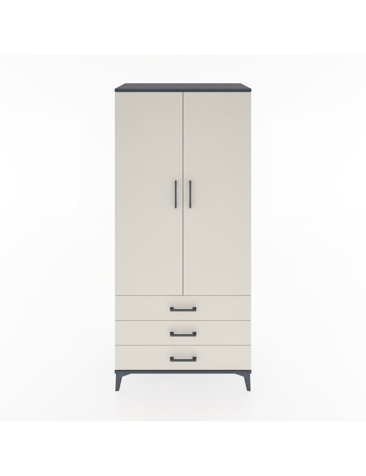 Hyperion Dolap 2 Raflı 3 Çekmeceli Tek Askılı 88x44x195 Antrasit-Aytaşı