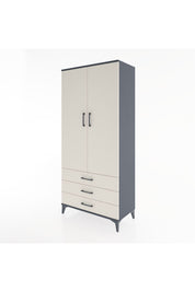 Hyperion Dolap 2 Raflı 3 Çekmeceli Tek Askılı 88x44x195 Antrasit-Aytaşı