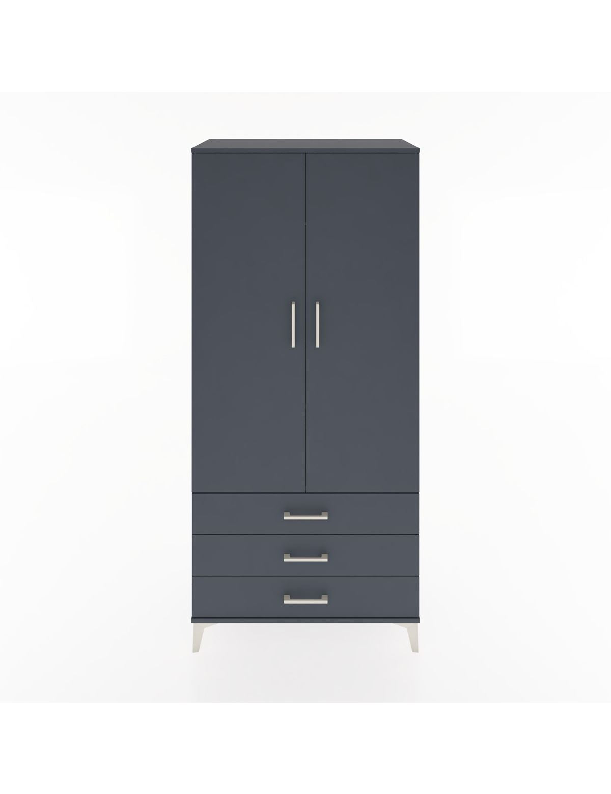 Hyperion Dolap 2 Raflı 3 Çekmeceli Tek Askılı 88x44x195 Antrasit-Antrasit