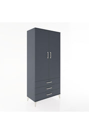 Hyperion Dolap 2 Raflı 3 Çekmeceli Tek Askılı 88x44x195 Antrasit-Antrasit