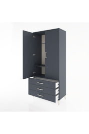 Hyperion Dolap 2 Raflı 3 Çekmeceli Tek Askılı 88x44x195 Antrasit-Antrasit