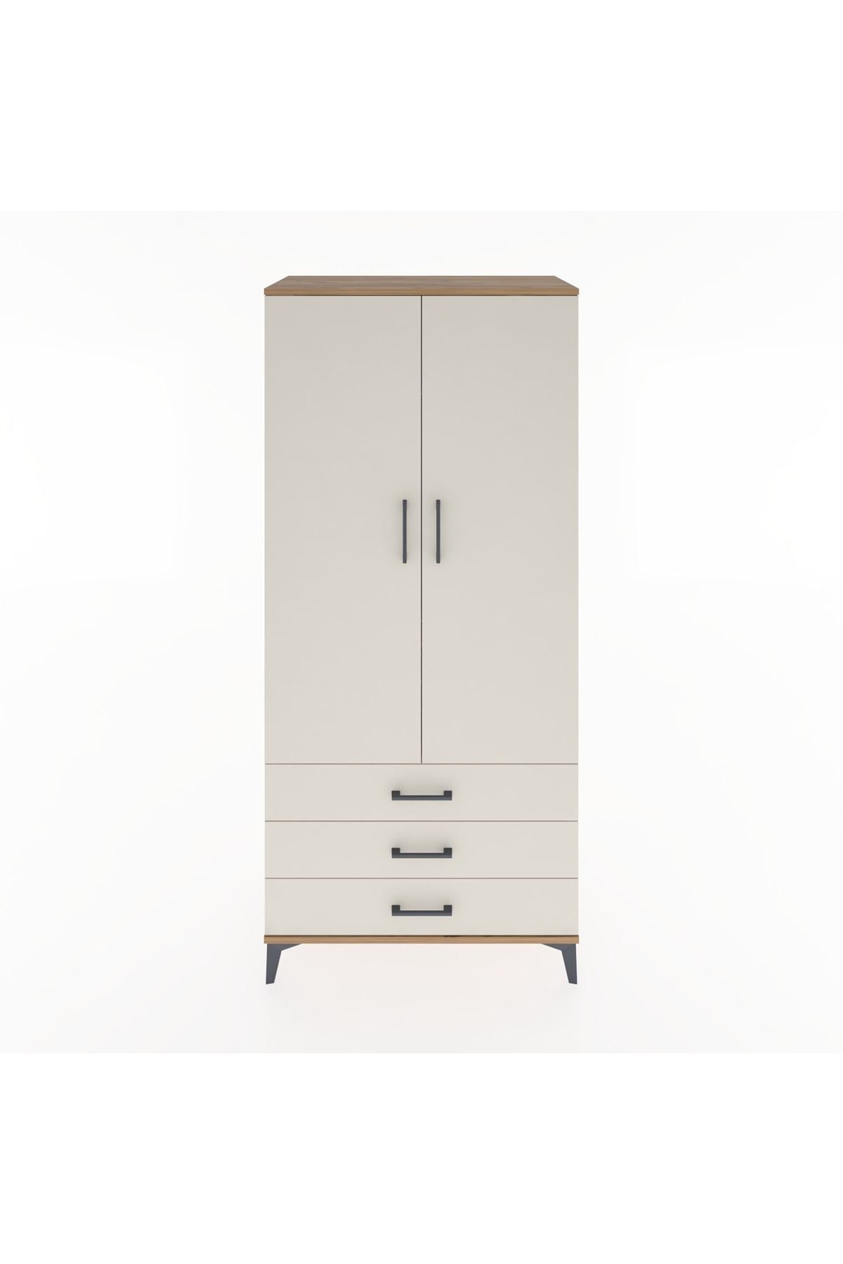 Hyperion Dolap 2 Raflı 3 Çekmeceli Tek Askılı 88x44x195 Çam-Aytaşı