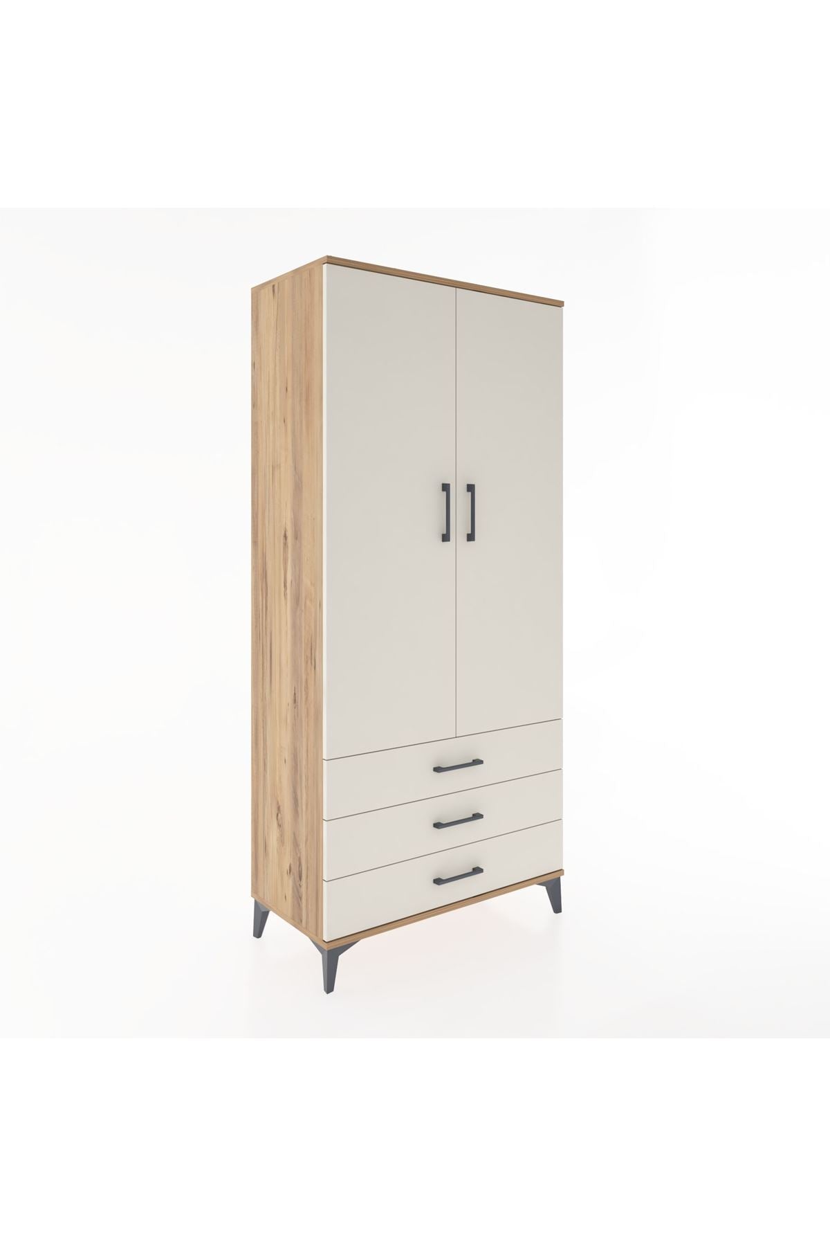 Hyperion Dolap 2 Raflı 3 Çekmeceli Tek Askılı 88x44x195 Çam-Aytaşı