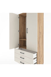 Hyperion Dolap 2 Raflı 3 Çekmeceli Tek Askılı 88x44x195 Çam-Aytaşı