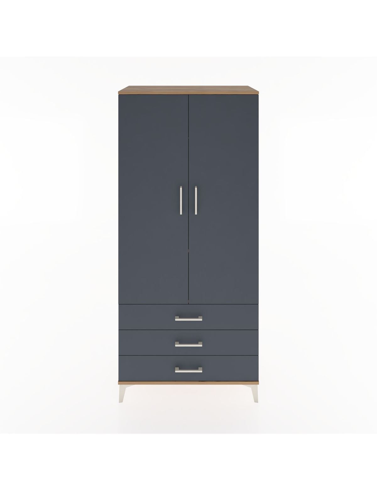 Hyperion Dolap 2 Raflı 3 Çekmeceli Tek Askılı 88x44x195 Çam-Antrasit