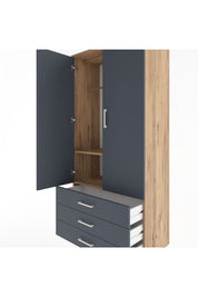 Hyperion Dolap 2 Raflı 3 Çekmeceli Tek Askılı 88x44x195 Çam-Antrasit
