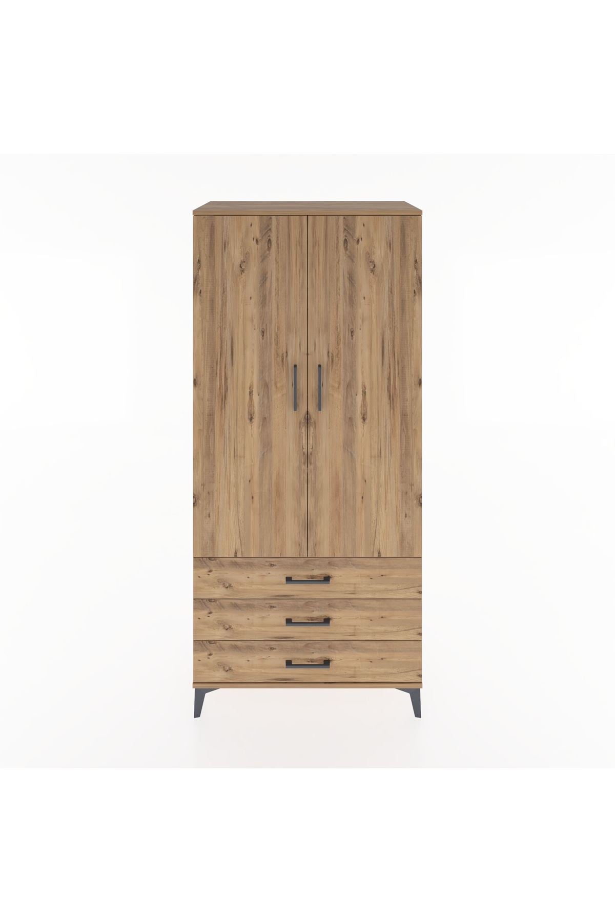 Hyperion Dolap 2 Raflı 3 Çekmeceli Tek Askılı 88x44x195 Çam-Çam