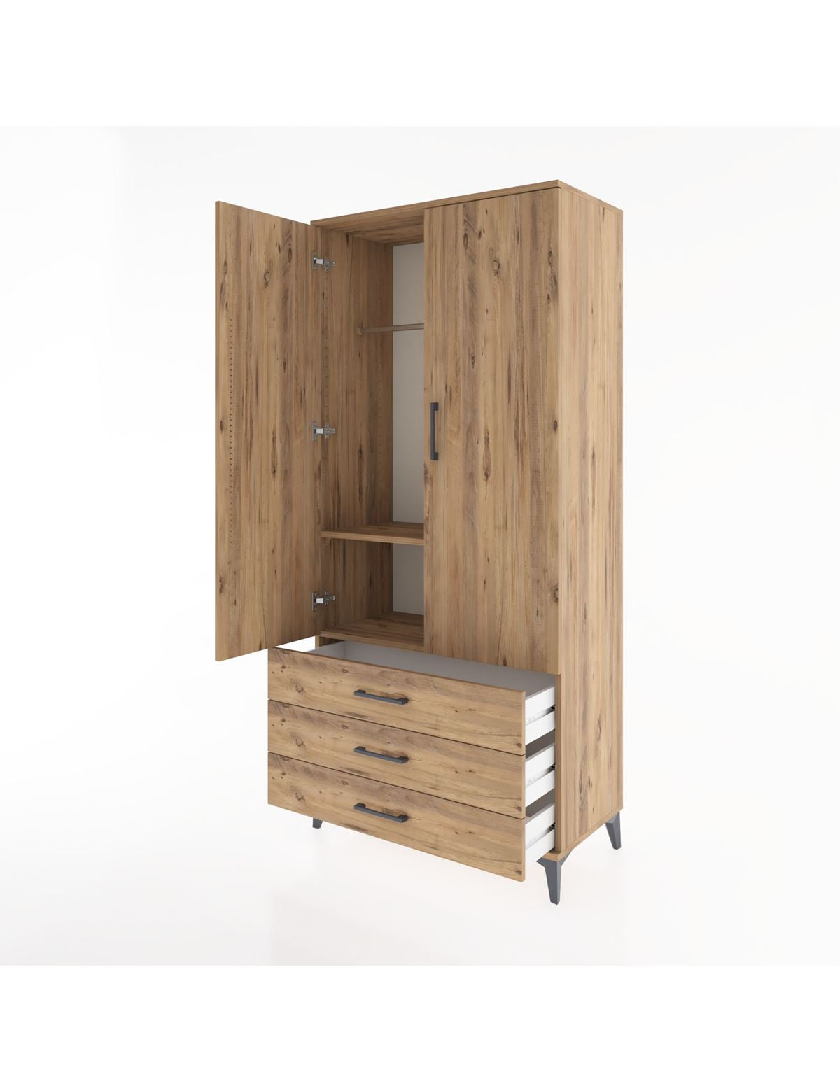 Hyperion Dolap 2 Raflı 3 Çekmeceli Tek Askılı 88x44x195 - S60M088V9B