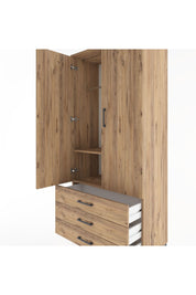 Hyperion Dolap 2 Raflı 3 Çekmeceli Tek Askılı 88x44x195 Çam-Çam