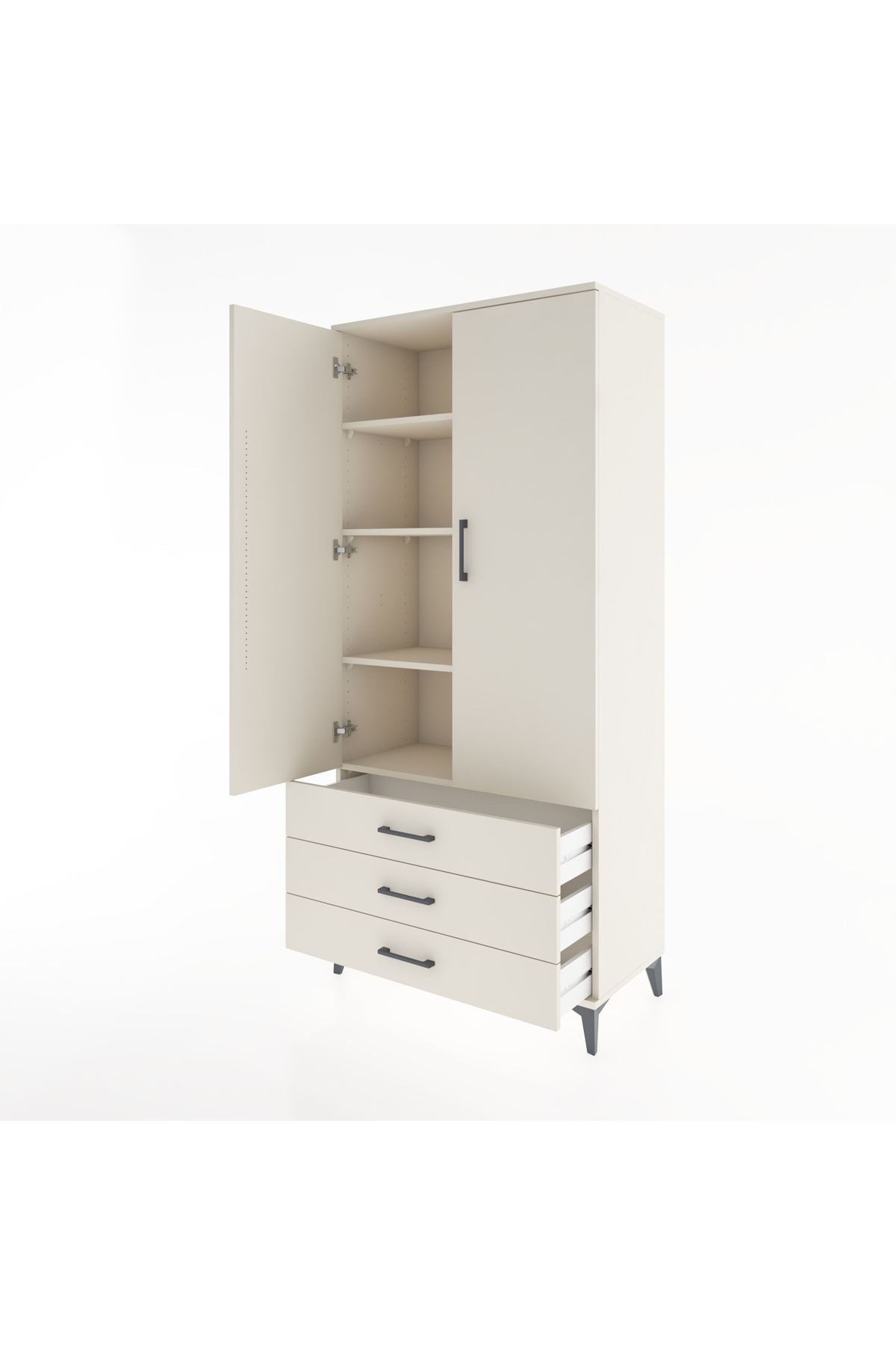 Hyperion Dolap 4 Raflı 3 Çekmeceli 2 Kapaklı 88x44x195 Aytaşı-Aytaşı