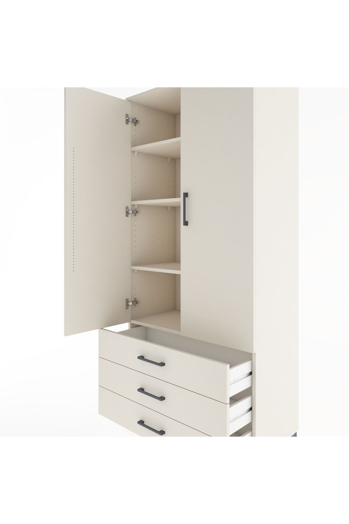 Hyperion Dolap 4 Raflı 3 Çekmeceli 2 Kapaklı 88x44x195 Aytaşı-Aytaşı