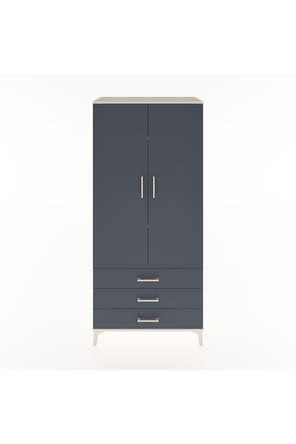 Hyperion Dolap 4 Raflı 3 Çekmeceli 2 Kapaklı 88x44x195 Aytaşı-Antrasit