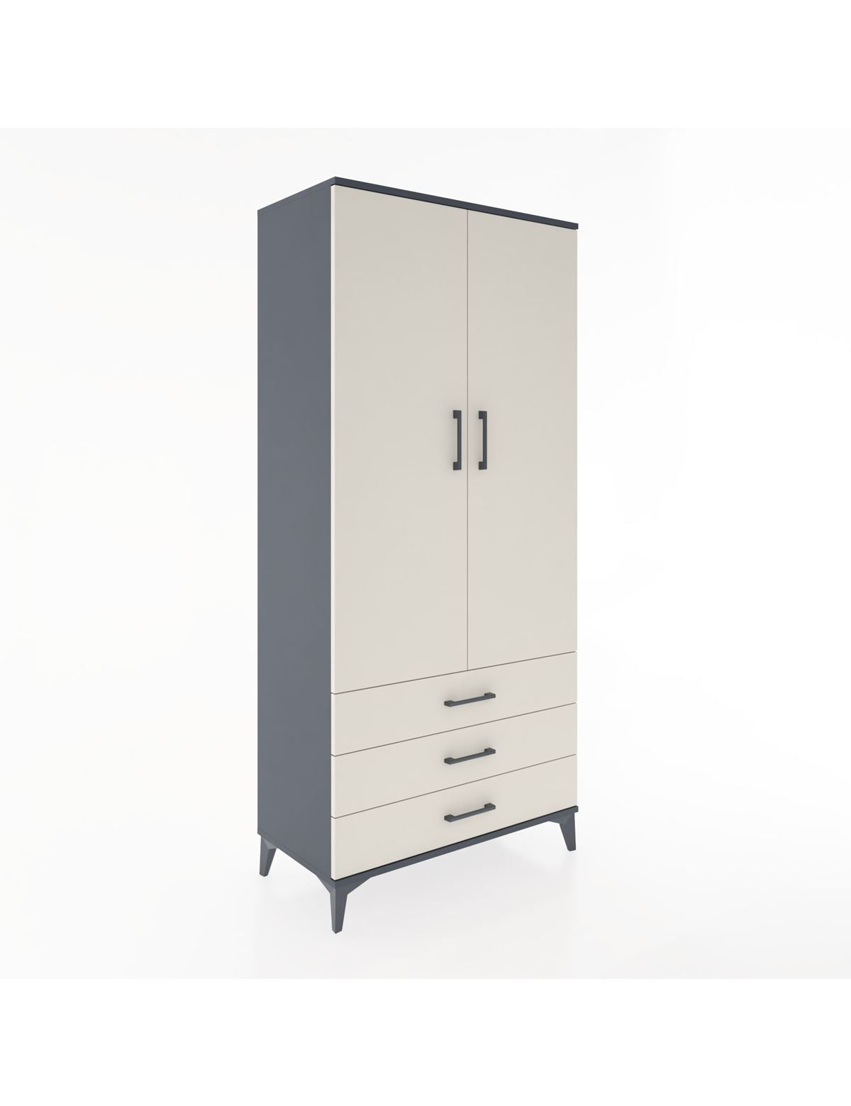 Hyperion Dolap 4 Raflı 3 Çekmeceli 2 Kapaklı 88x44x195 Antrasit-Aytaşı