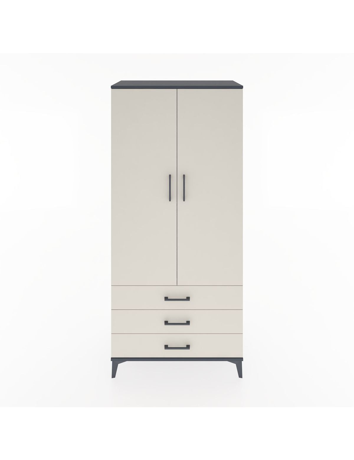 Hyperion Dolap 4 Raflı 3 Çekmeceli 2 Kapaklı 88x44x195 Antrasit-Aytaşı