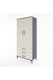 Hyperion Dolap 4 Raflı 3 Çekmeceli 2 Kapaklı 88x44x195 Antrasit-Aytaşı