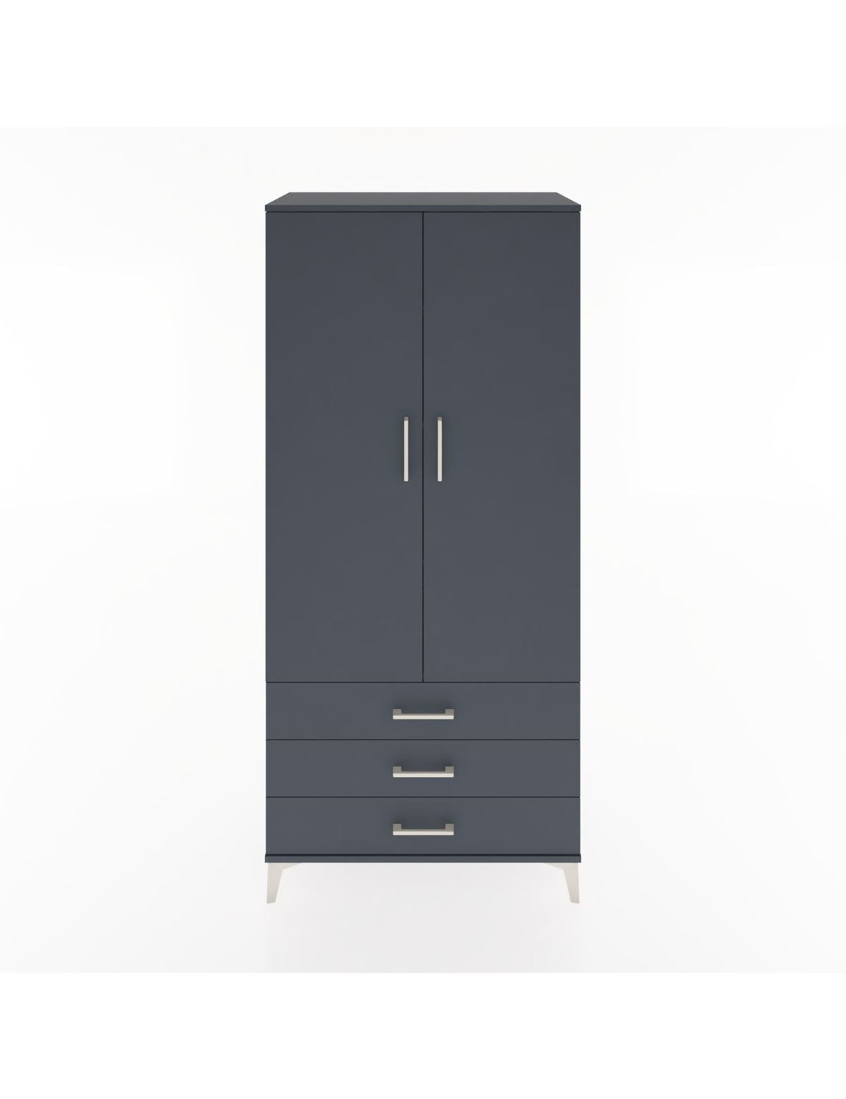 Hyperion Dolap 4 Raflı 3 Çekmeceli 2 Kapaklı 88x44x195 Antrasit-Antrasit