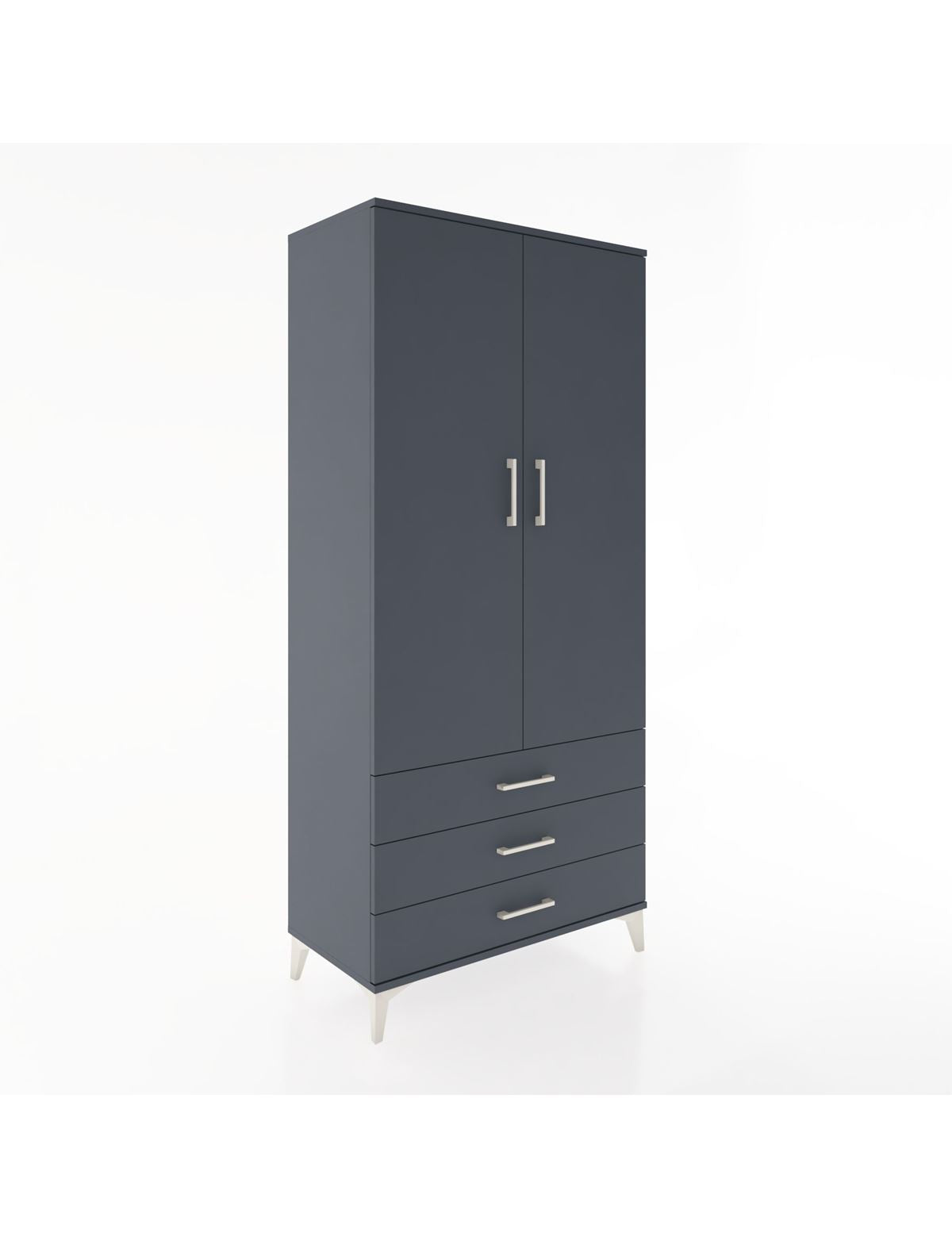 Hyperion Dolap 4 Raflı 3 Çekmeceli 2 Kapaklı 88x44x195 Antrasit-Antrasit