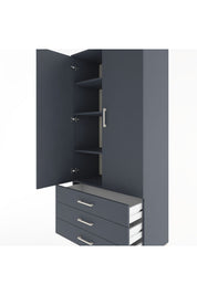 Hyperion Dolap 4 Raflı 3 Çekmeceli 2 Kapaklı 88x44x195 Antrasit-Antrasit