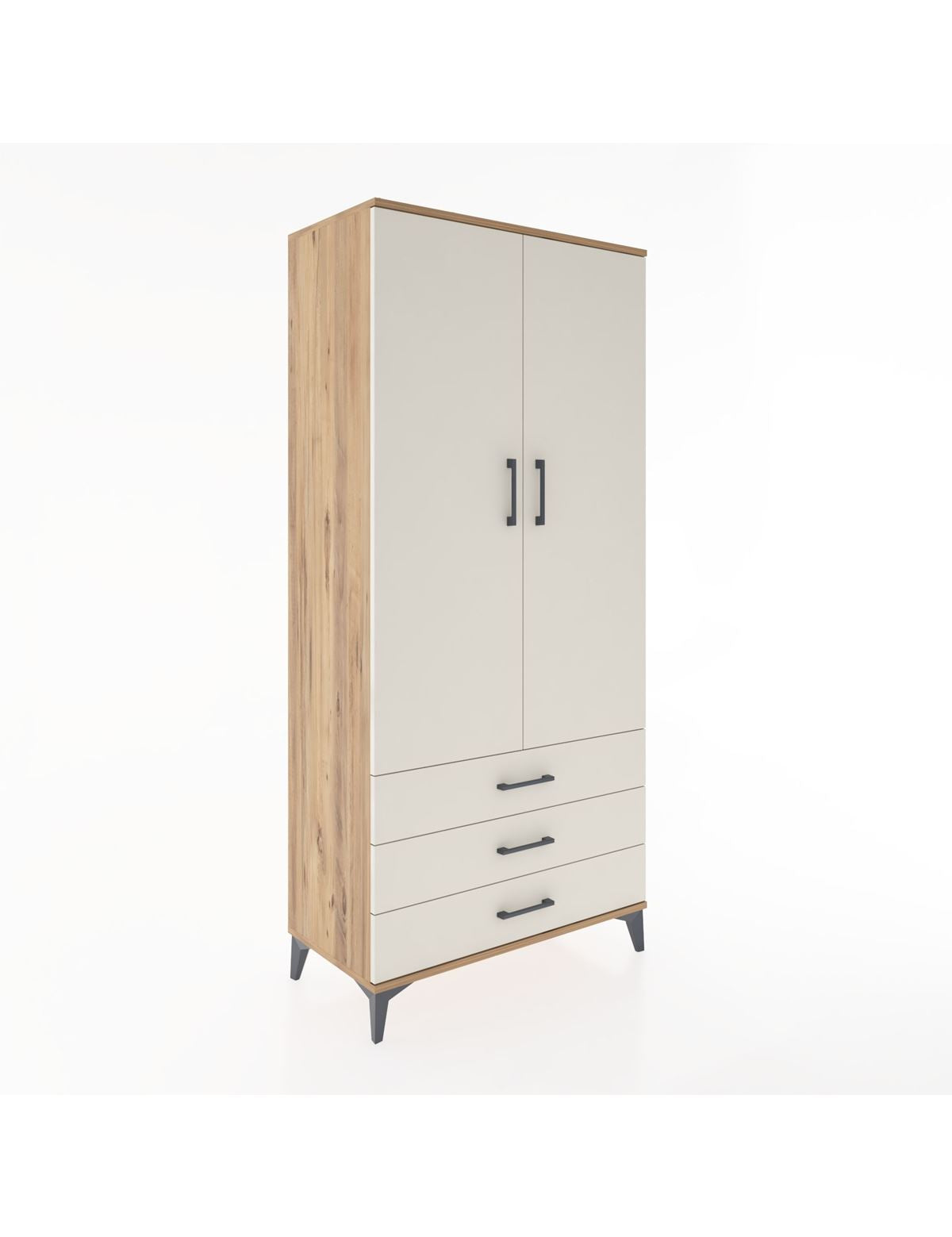 Hyperion Dolap 4 Raflı 3 Çekmeceli 2 Kapaklı 88x44x195 Çam-Aytaşı