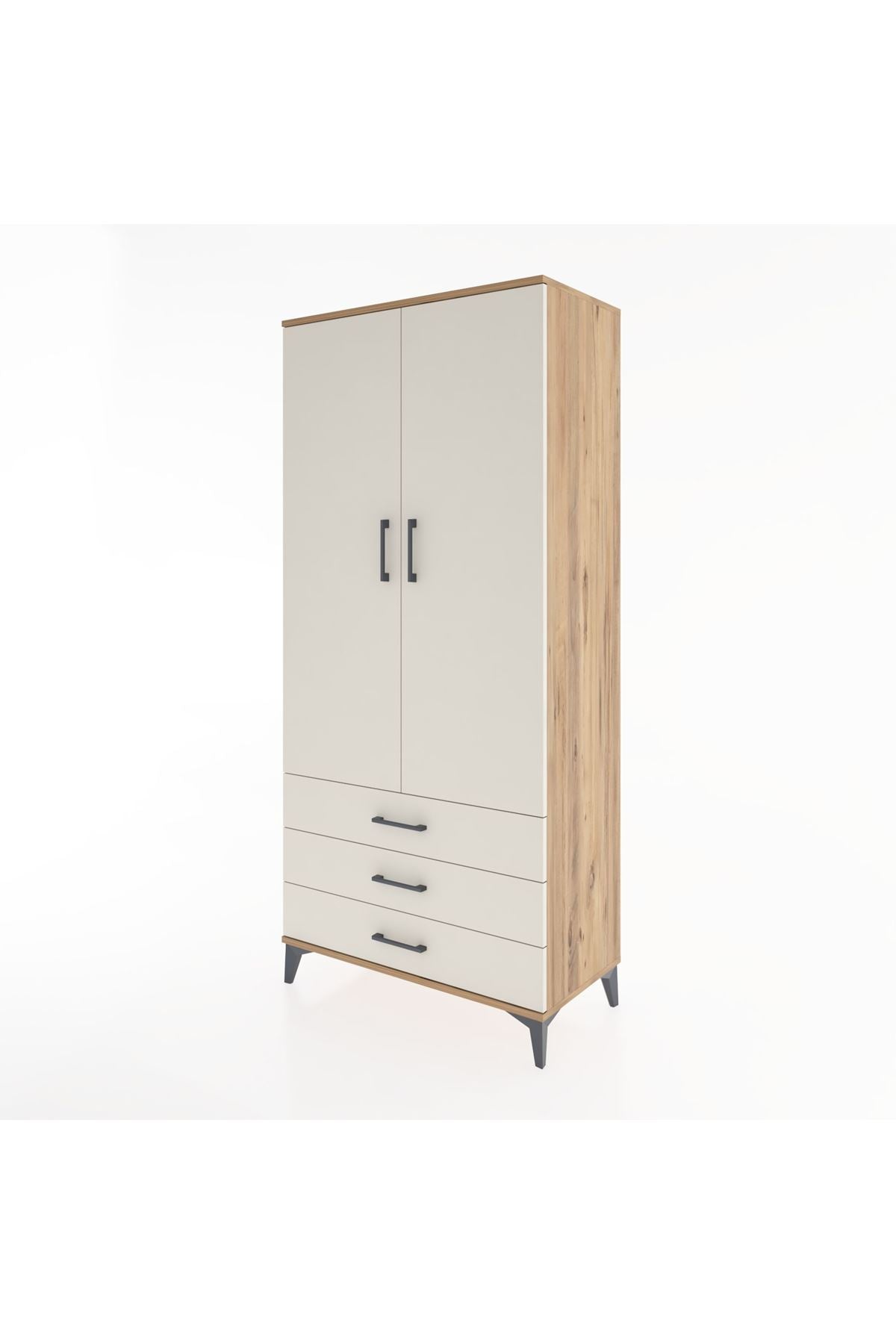 Hyperion Dolap 4 Raflı 3 Çekmeceli 2 Kapaklı 88x44x195 Çam-Aytaşı