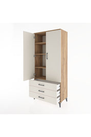 Hyperion Dolap 4 Raflı 3 Çekmeceli 2 Kapaklı 88x44x195 Çam-Aytaşı