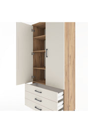 Hyperion Dolap 4 Raflı 3 Çekmeceli 2 Kapaklı 88x44x195 Çam-Aytaşı