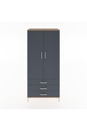 Hyperion Dolap 4 Raflı 3 Çekmeceli 2 Kapaklı 88x44x195 Çam-Antrasit