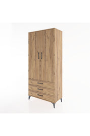 Hyperion Dolap 4 Raflı 3 Çekmeceli 2 Kapaklı 88x44x195 Çam-Çam