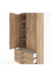 Hyperion Dolap 4 Raflı 3 Çekmeceli 2 Kapaklı 88x44x195 Çam-Çam
