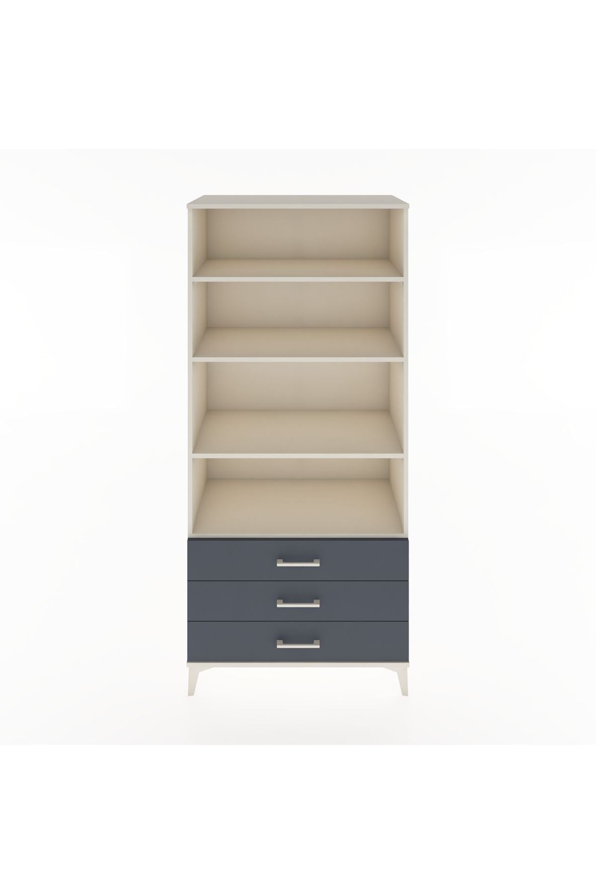 Hyperion Dolap 4 Raflı 3 Çekmeceli 88x44x195 Aytaşı-Antrasit