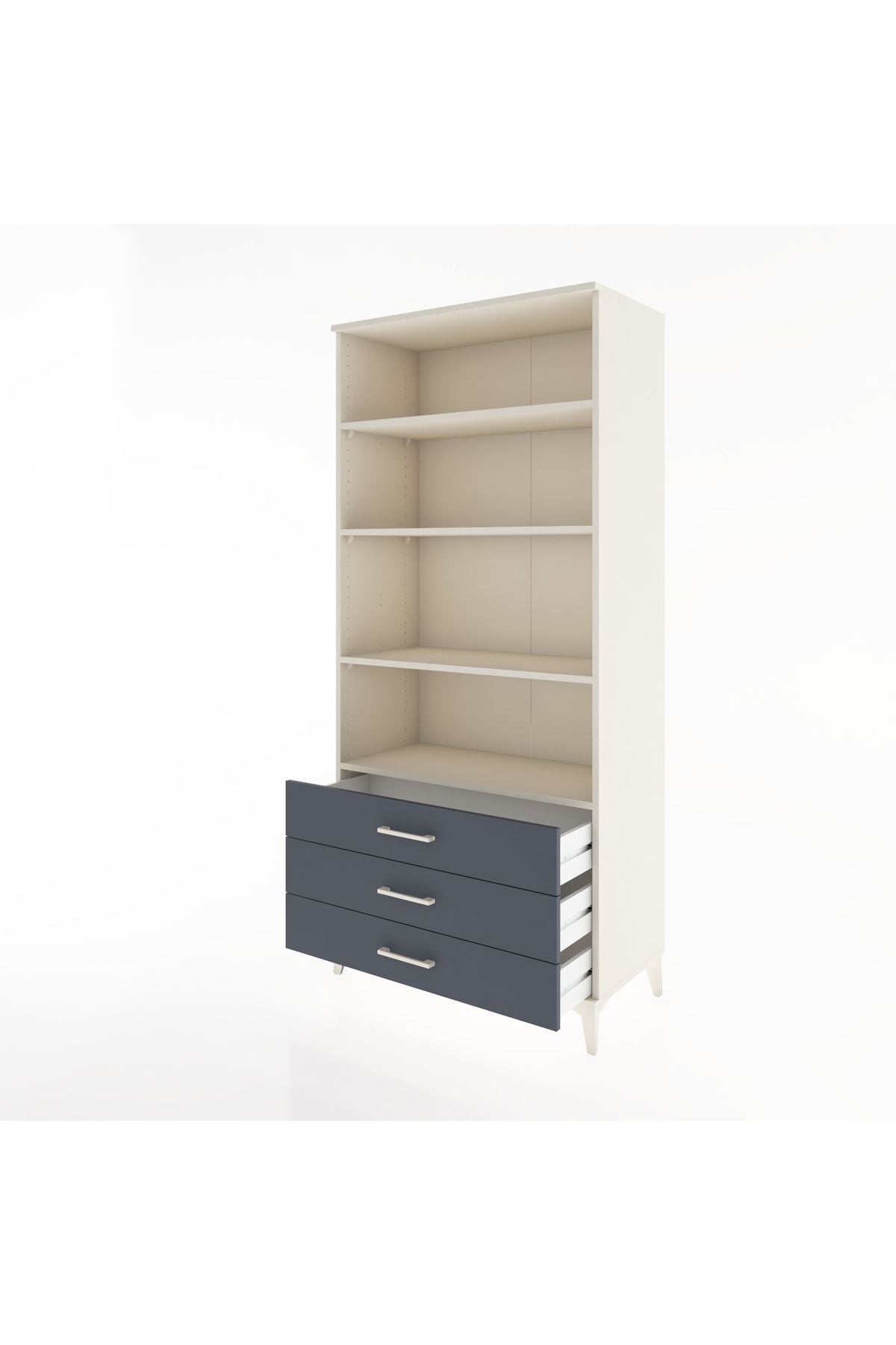 Hyperion Dolap 4 Raflı 3 Çekmeceli 88x44x195 Aytaşı-Antrasit