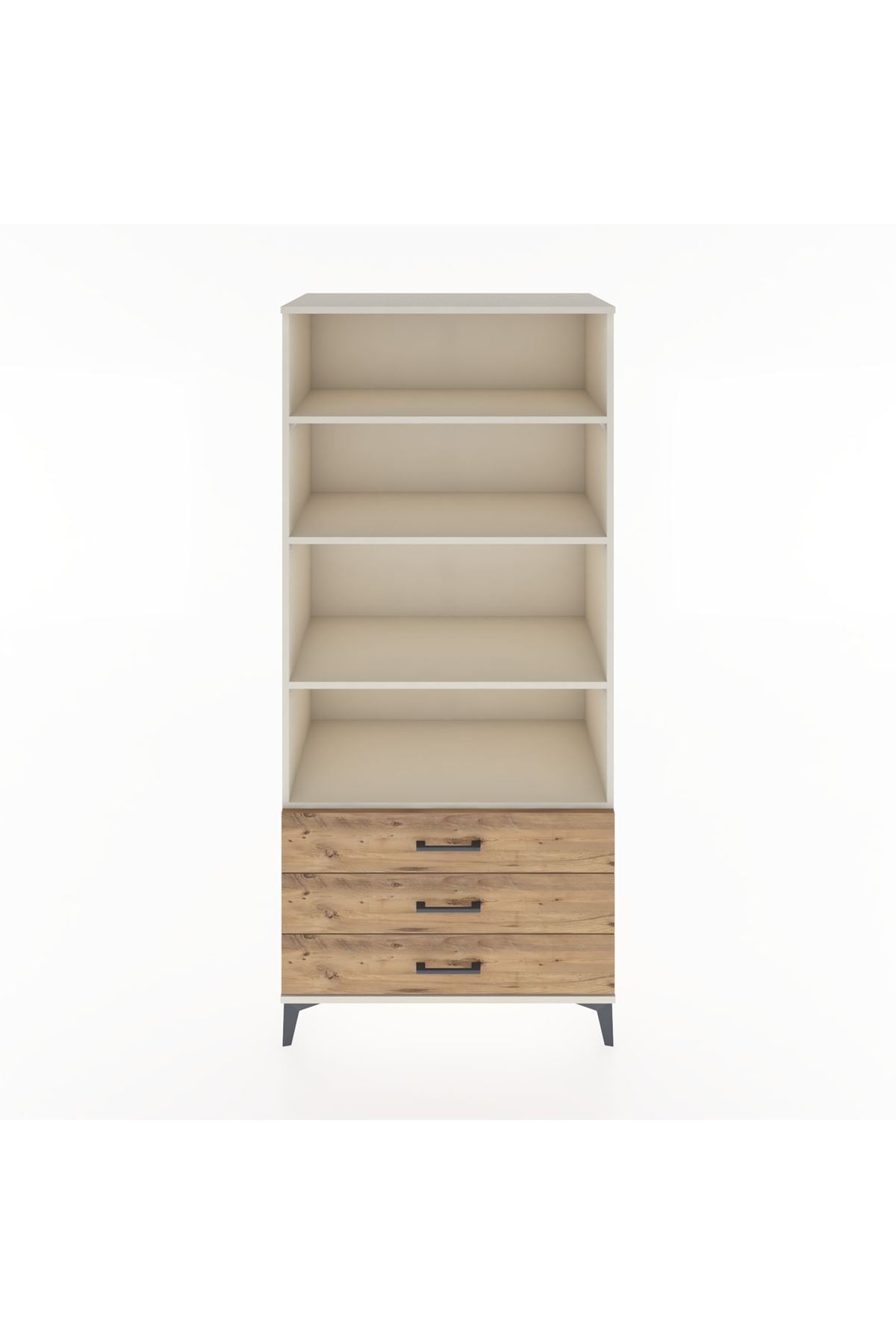 Hyperion Dolap 4 Raflı 3 Çekmeceli 88x44x195 Aytaşı-Çam