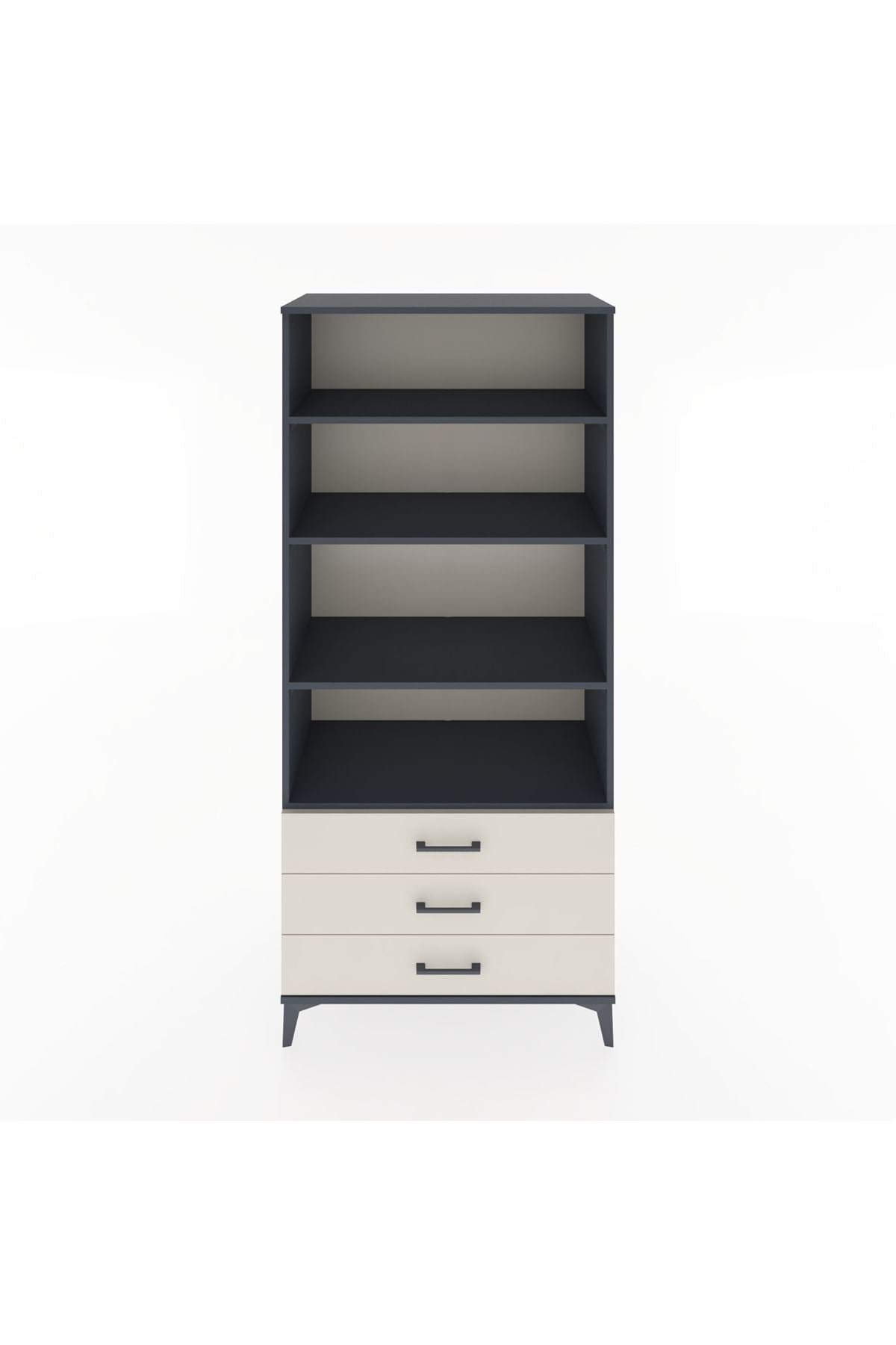 Hyperion Dolap 4 Raflı 3 Çekmeceli 88x44x195 Antrasit-Aytaşı