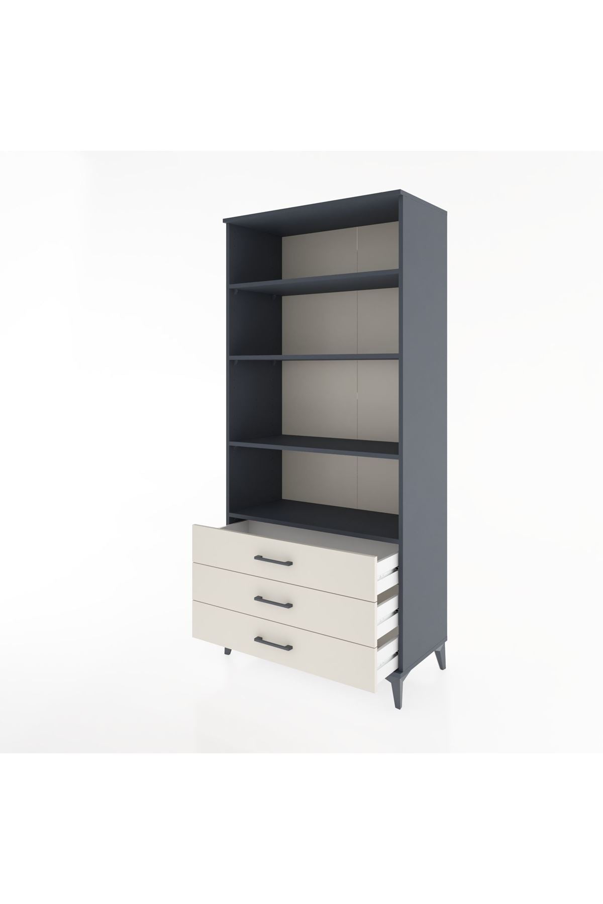 Hyperion Dolap 4 Raflı 3 Çekmeceli 88x44x195 Antrasit-Aytaşı