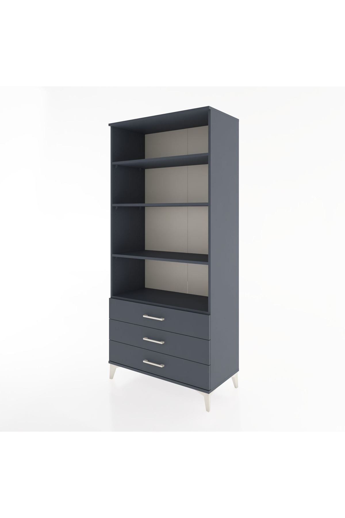 Hyperion Dolap 4 Raflı 3 Çekmeceli 88x44x195 Antrasit-Antrasit