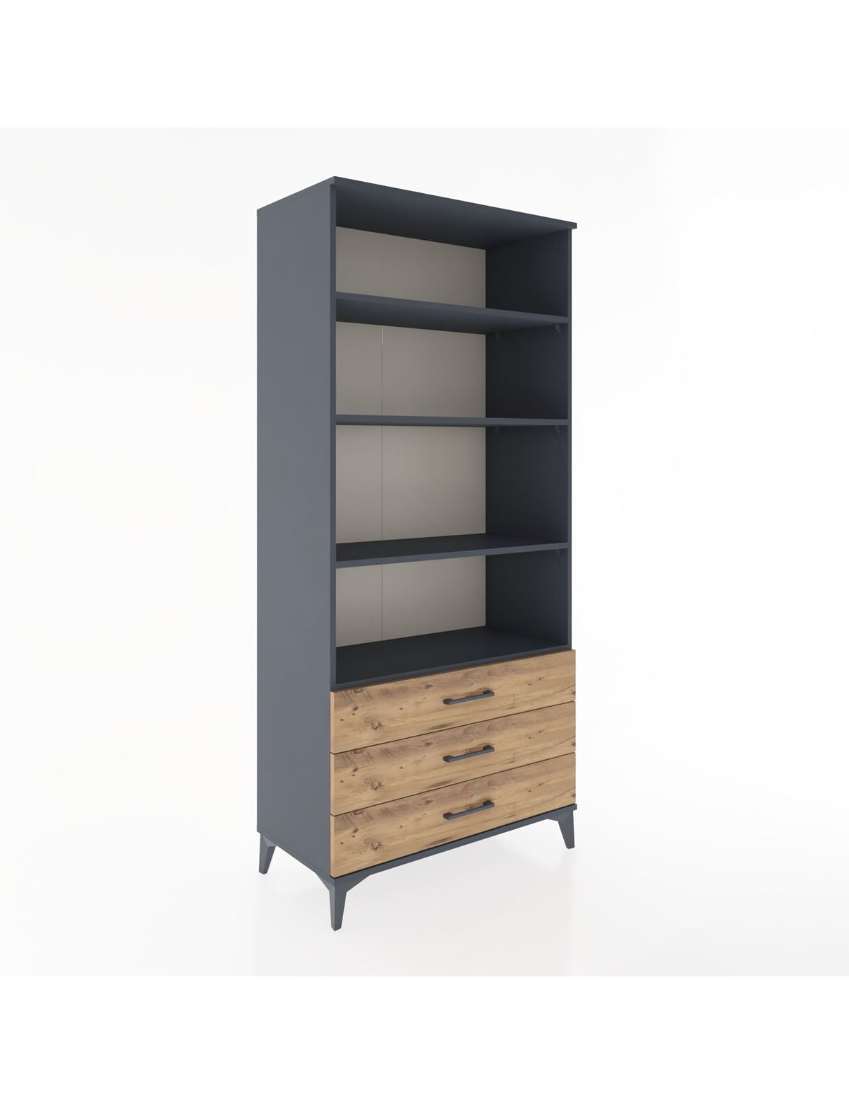 Hyperion Dolap 4 Raflı 3 Çekmeceli 88x44x195 Antrasit-Çam