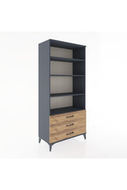 Hyperion Dolap 4 Raflı 3 Çekmeceli 88x44x195 Antrasit-Çam