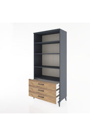 Hyperion Dolap 4 Raflı 3 Çekmeceli 88x44x195 Antrasit-Çam