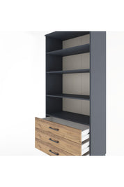 Hyperion Dolap 4 Raflı 3 Çekmeceli 88x44x195 Antrasit-Çam