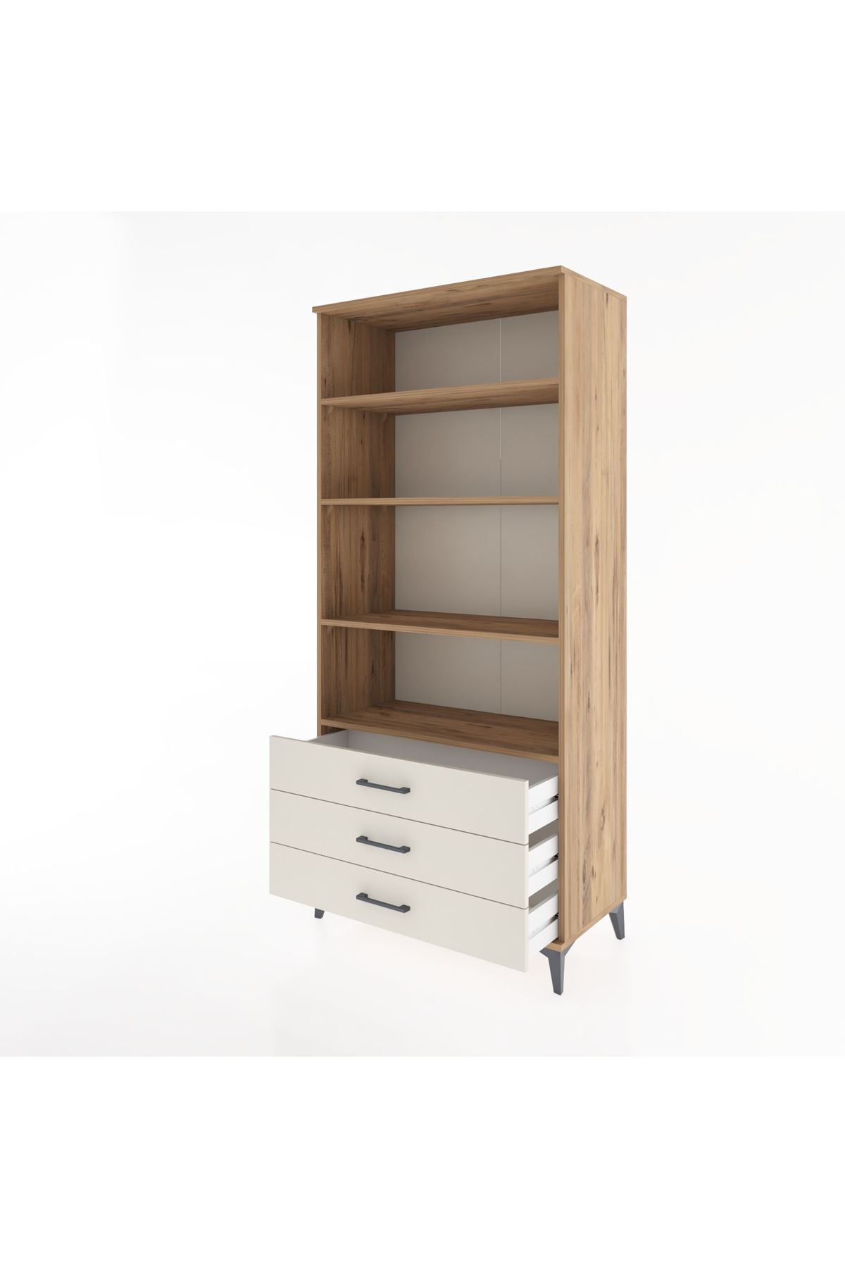 Hyperion Dolap 4 Raflı 3 Çekmeceli 88x44x195 Çam-Aytaşı