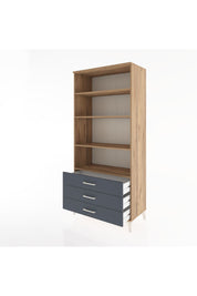 Hyperion Dolap 4 Raflı 3 Çekmeceli 88x44x195 Çam-Antrasit