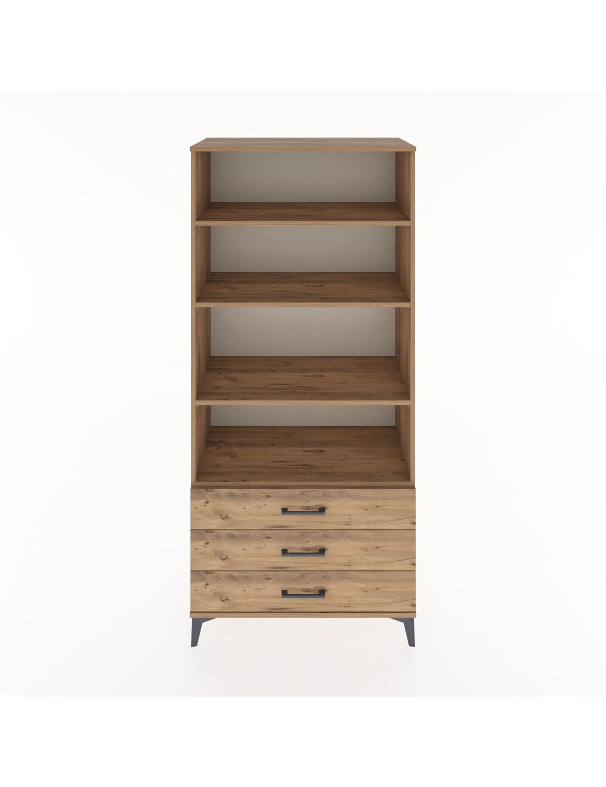 Hyperion Dolap 4 Raflı 3 Çekmeceli 88x44x195 Çam-Çam