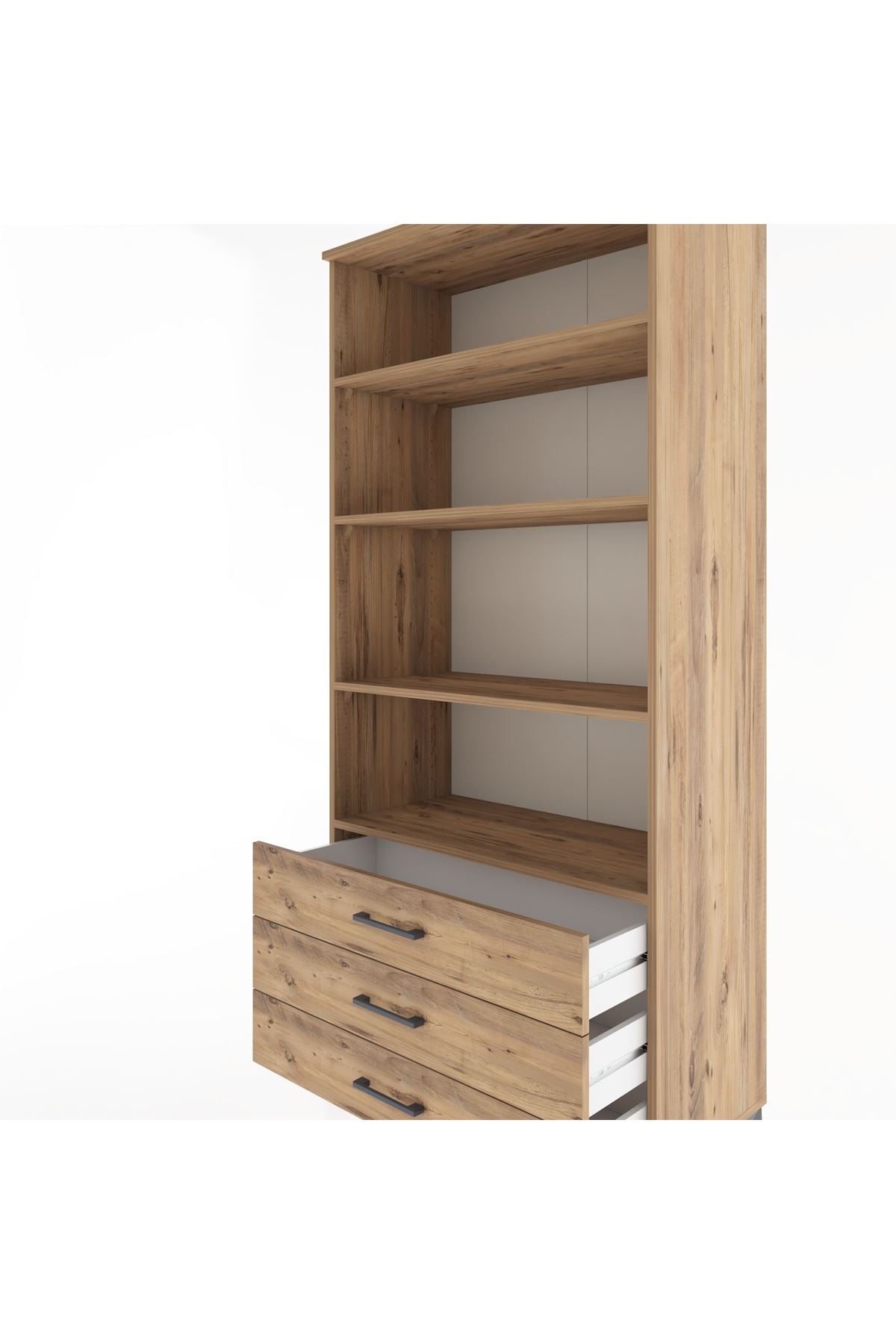 Hyperion Dolap 4 Raflı 3 Çekmeceli 88x44x195 Çam-Çam