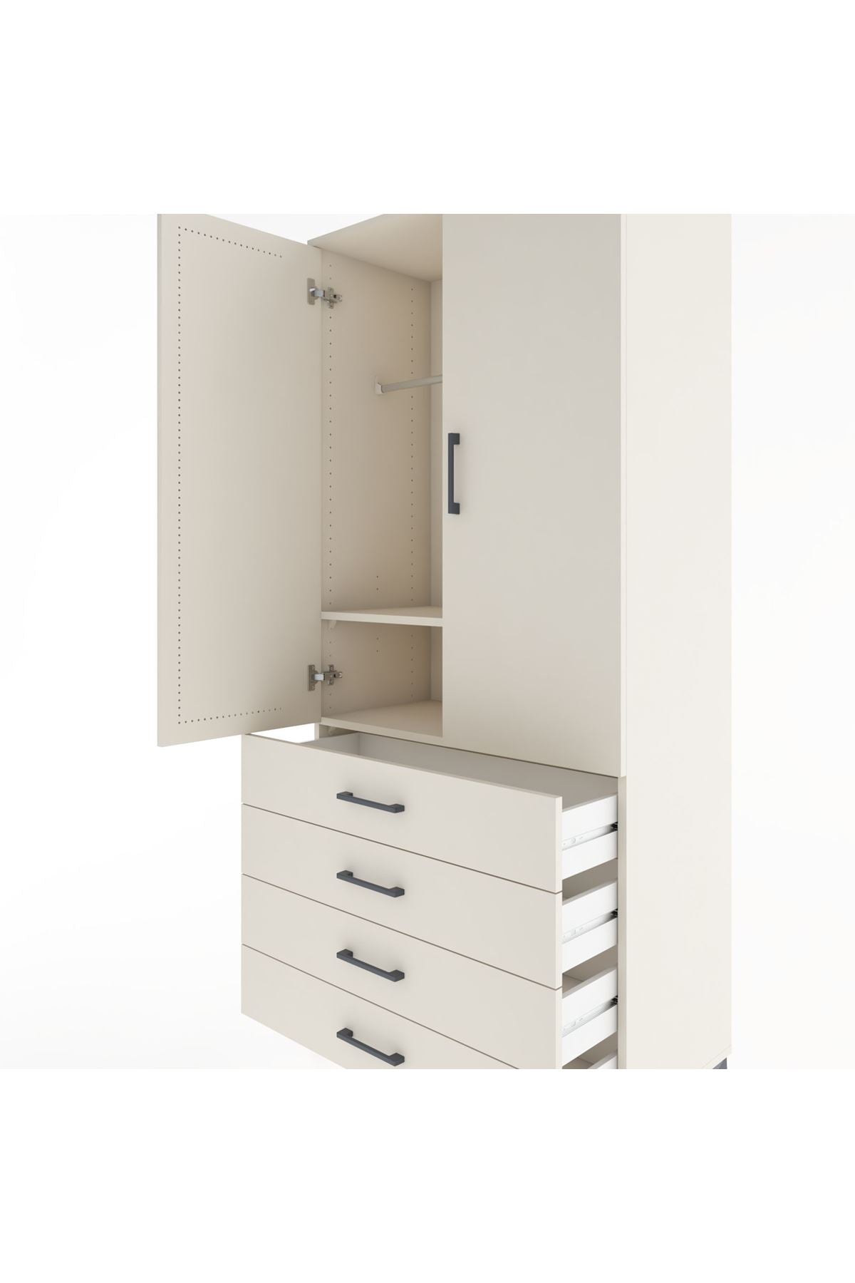 Hyperion Dolap 2 Raflı 4 Çekmeceli Tek Askılı 88x44x195 Aytaşı-Aytaşı