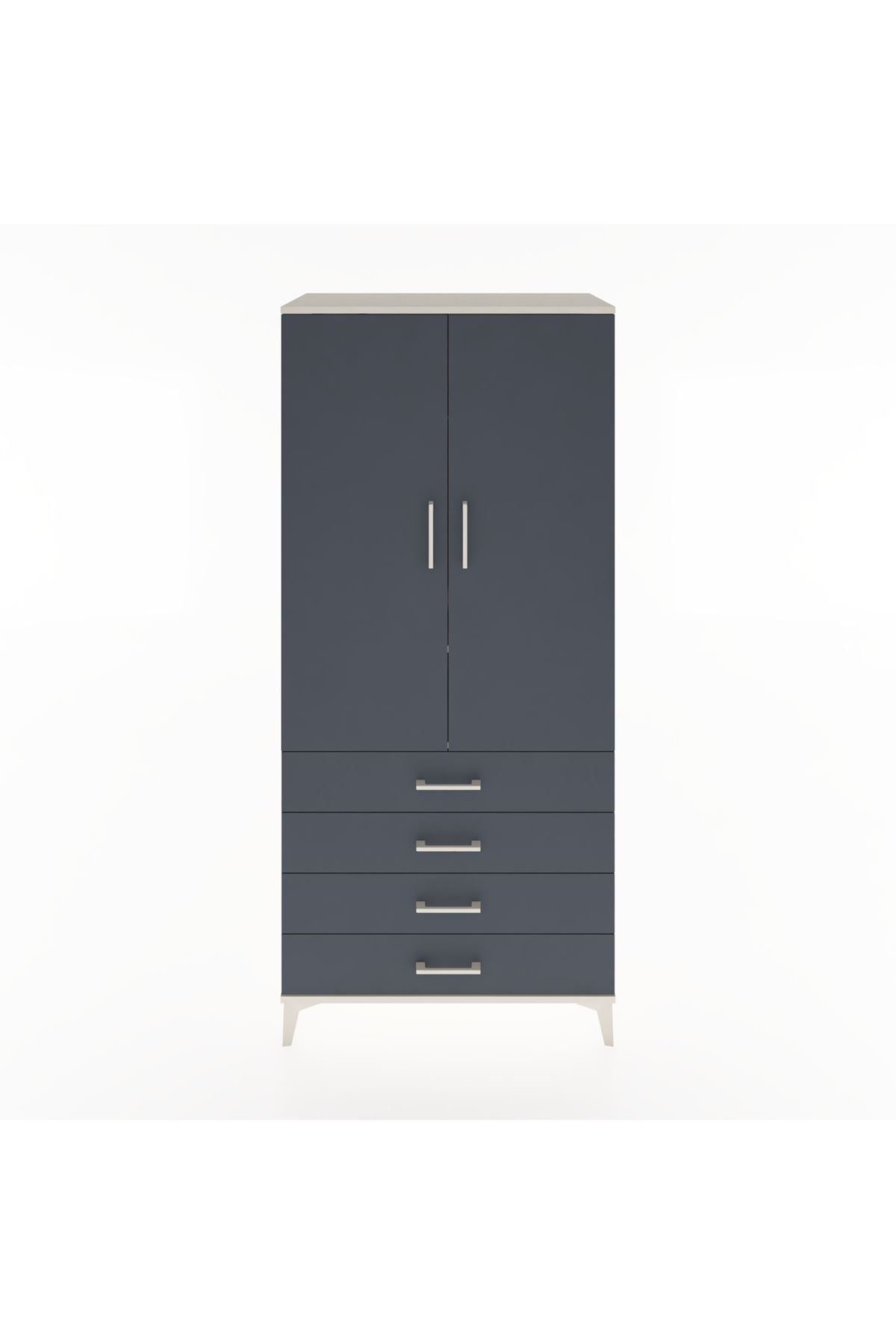 Hyperion Dolap 2 Raflı 4 Çekmeceli Tek Askılı 88x44x195 Aytaşı-Antrasit