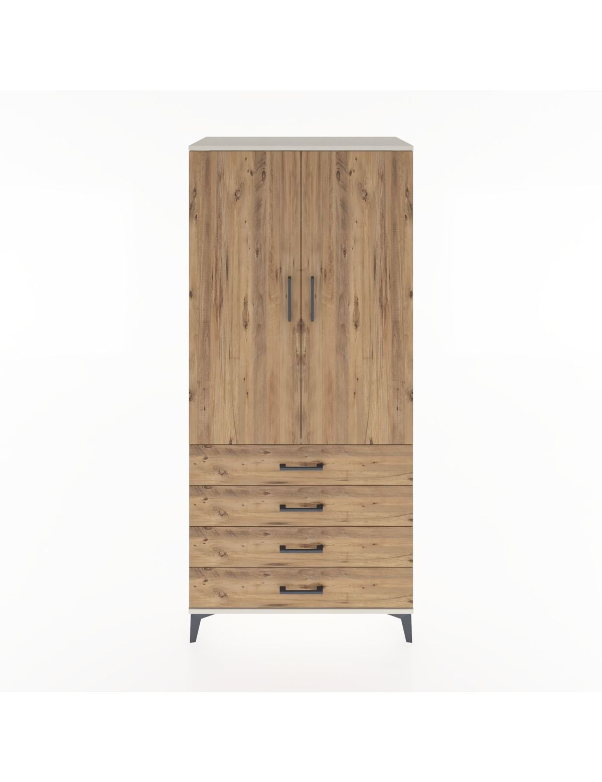 Hyperion Dolap 2 Raflı 4 Çekmeceli Tek Askılı 88x44x195 Aytaşı-Çam