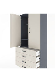 Hyperion Dolap 2 Raflı 4 Çekmeceli Tek Askılı 88x44x195 Antrasit-Aytaşı