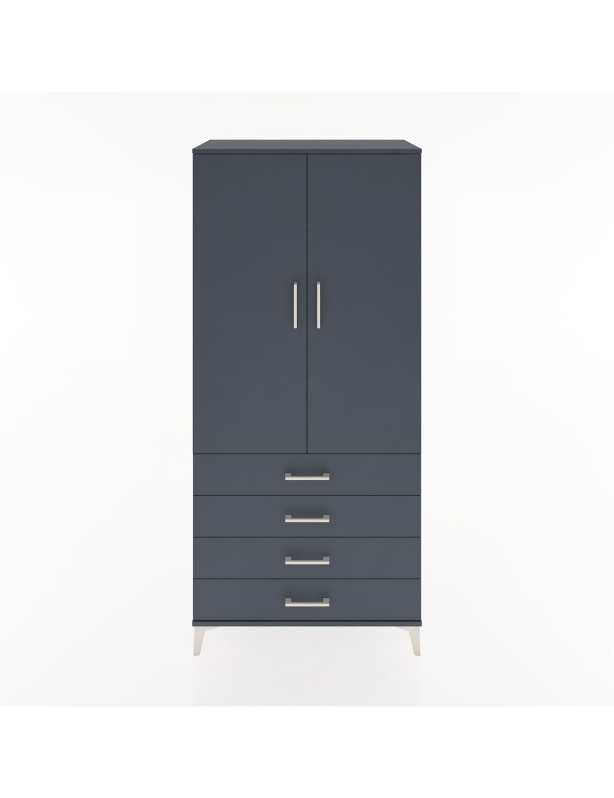 Hyperion Dolap 2 Raflı 4 Çekmeceli Tek Askılı 88x44x195 Antrasit-Antrasit