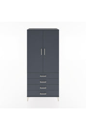 Hyperion Dolap 2 Raflı 4 Çekmeceli Tek Askılı 88x44x195 Antrasit-Antrasit